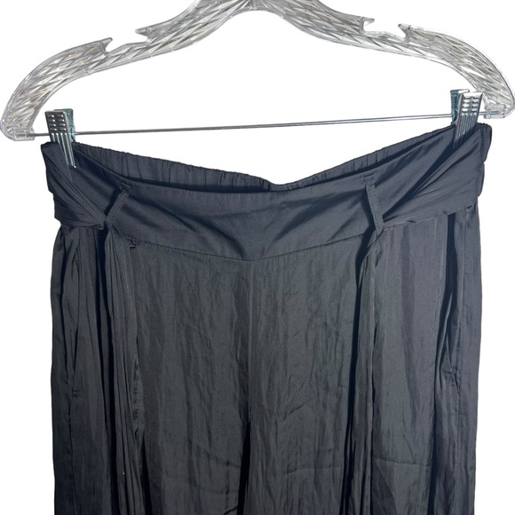 Mango Suit Black Satin Wide Leg Pants, NWT, Large - Picture 4 of 7